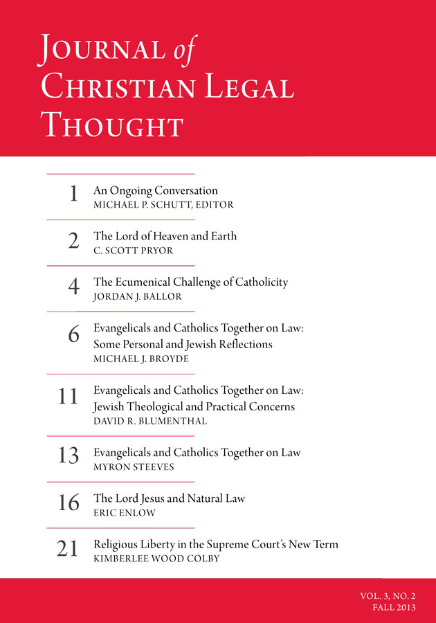 Journal of Christian Legal Thought - Fall 2013